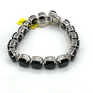 Black Spinel Sterling Silver Tennis Bracelet 6 1/2” NWT